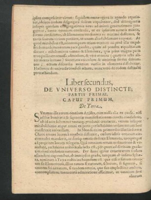 Liber secundus, De Universo Distincte.