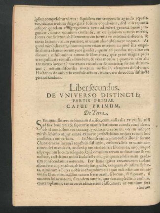 Liber secundus, De Universo Distincte.