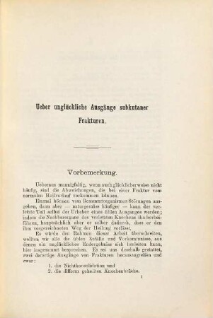 Ueber unglückliche Ausgänge subkutaner Frakturen