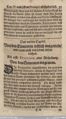 Das vierdte Capitel. Von den Elementen erstlich insgemein/und dann auch von jedem insonderheit.