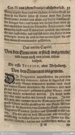 Das vierdte Capitel. Von den Elementen erstlich insgemein/und dann auch von jedem insonderheit.