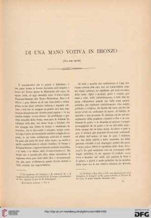 1: Di una mano votiva in bronzo