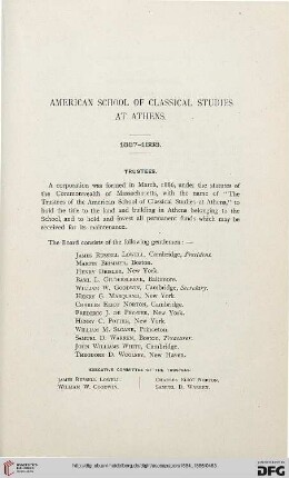 American School of Classical Studies at Athens: 1887-1888