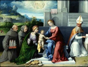 Maria mit dem Kind und den Heiligen Bernhardin von Siena, Antonius von Padua, Cäcilia und Geminianus