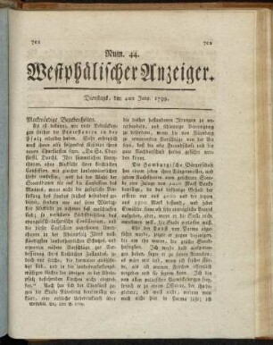 Num. 44. Dienstags, den 4ten Juny. 1799