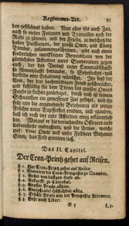 Das II. Capitel. Der Cron-Printz gehet auf Reisen.