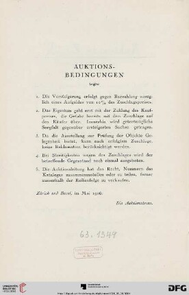 Auktions-Bedingungen