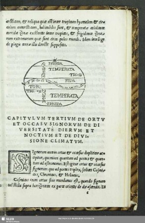 Capitulum Tertium De Ortu Et Occasu Signorum De Diversitate Dierum Et Noctium Et Diversione Climatum
