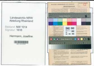 Entnazifizierung Josefine Herrmann , geb. 30.12.1909 (Gemuesegrosshandel)