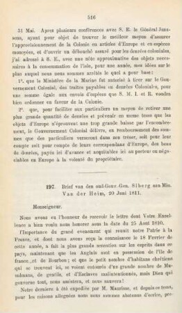 197. Brief van den oud-Gouv.-Gen. Siberg aan Min. Van der Heim, 20 Juni 1811