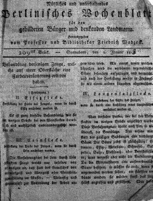 209tes Stueck, Sonnabend, den 2 Januar 1813
