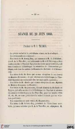 Séance du 29 juin 1860