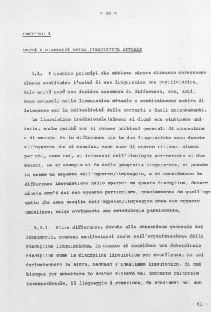 60-73, Capitolo 5 – Unitá e diversità della linguistica attuale