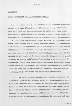 60-73, Capitolo 5 – Unitá e diversità della linguistica attuale