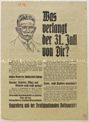 Aufruf der Deutschnationalen Volkspartei zur Reichstagswahl am 31. Juli 1932