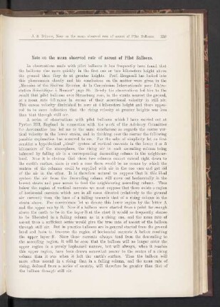 Note on the mean observed rate of ascent of Pilot Balloons
