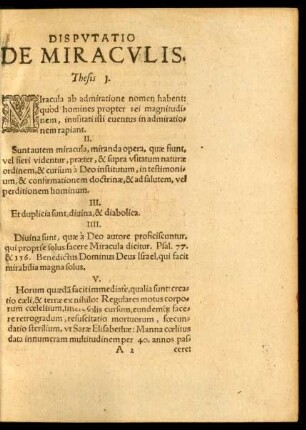 Disputatio De Miraculis.