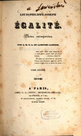 Louis-Philippe-Joseph Égalité : scènes contemporaines, 2