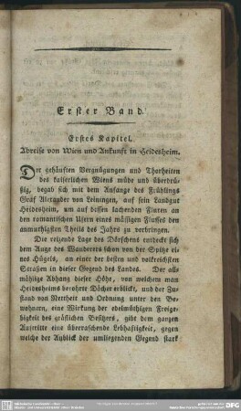 Erstes Kapitel. Abreise von Wien und Ankunft in Heidesheim