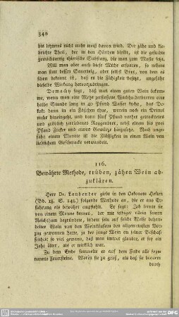 116. Bewährte Methode, trüben, zähen Wein abzuklären