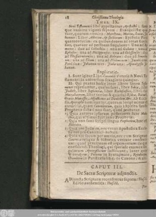 Caput III. De Sacrae Scripturae adiunctis.