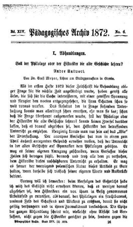 Soll der Philologe oder der Historiker die alte Geschichte lehren? : andre Antwort