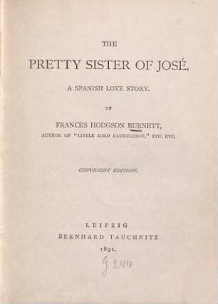 The pretty sister of José : a Spanish love story