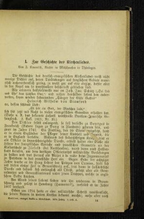 Zur Geschichte des Kirchenliedes