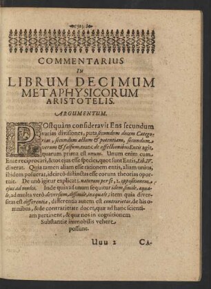 Commentarius In Librum Decimum Metaphysicorum Aristotelis.