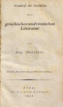Grundriß der Geschichte der griechischen und römischen Litteratur