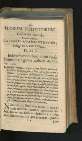 Collectio [tertia]. Respondente Casparo Adamo Stenger.