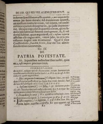 Tit. IX. De Patria Potestate. - Tit. XI. De Adoptionibus.