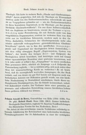 519-521 [Rezension] Haass, Robert, Johann Arnold de Reux
