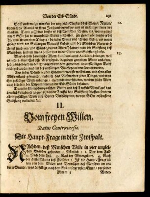 II. Vom freyen Willen