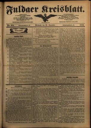 Erste Ausgabe vom Mittwoch, den 20. Dezember 1905.