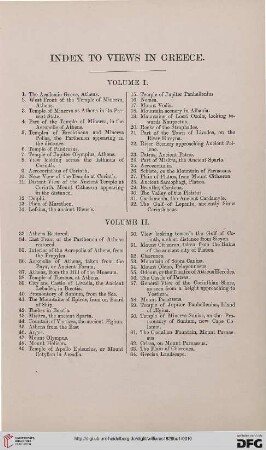 Index to views in Greece (Volume I und II)