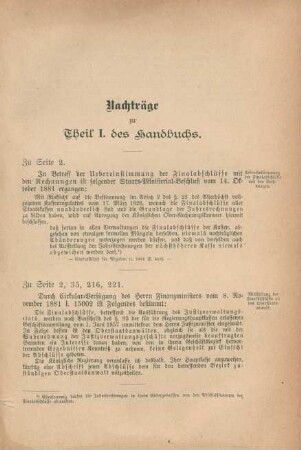 Nachträge zu Theil I. des Handbuchs