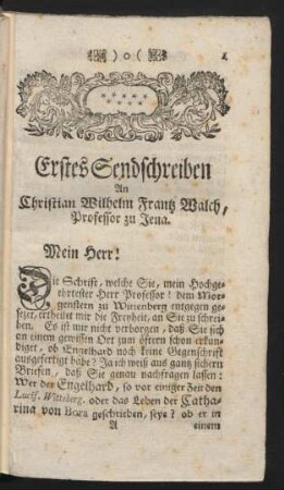 Erstes Sendschreiben. - Zehendes Sendschreiben.