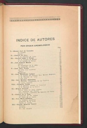 Índice de autores por orden cronológico