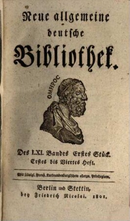 Neue allgemeine deutsche Bibliothek. 61. 1801
