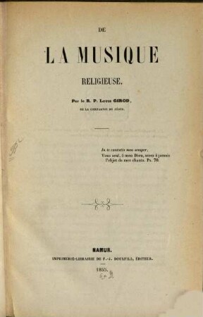 De la musique religieuse