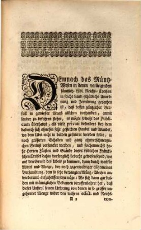 Müntz-Patent Derer Hohen Herren Fürsten, und Ständen des Löbl. Fränckischen Craises : De Dato Nürnberg, den 14ten May, 1736