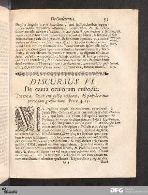 Discursus VI. De cauta oculorum custodia