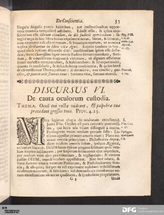 Discursus VI. De cauta oculorum custodia