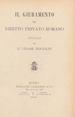 Il giuramento nel diritto privato romano : studio