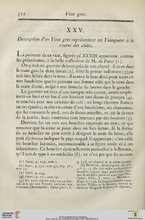 XXV. Description d’un Vase grec représentant un Vainqueur à la course des chars