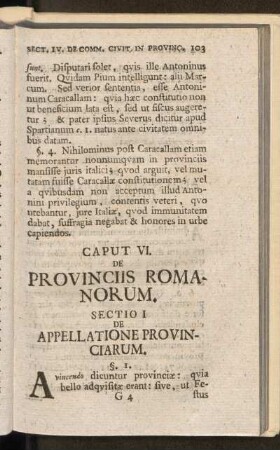 Caput VI. De Provinciis Romanorum