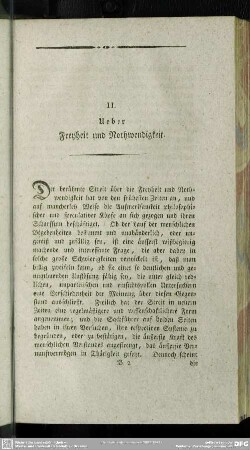 II. Ueber Freyheit und Nothwendigkeit