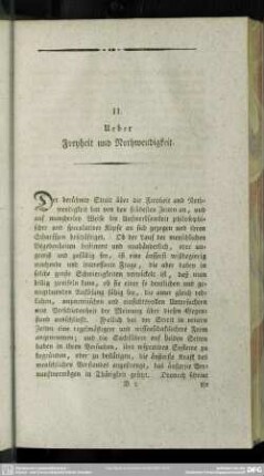 II. Ueber Freyheit und Nothwendigkeit