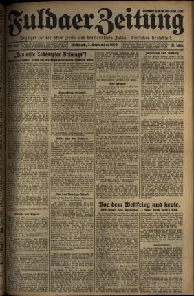Erste Ausgabe vom Mittwoch, den 03. September 1930.